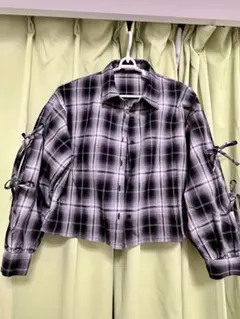 チェック柄クロップドシャツ