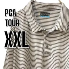 【543】USA古着 ポロシャツ ストライプ　XXL PGA POURのサムネイル