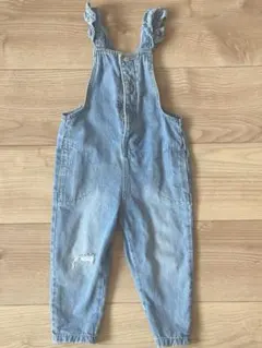【ZARA】2-3y 98cm デニム　肩フリル　オーバーオール