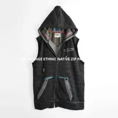 Y2K GRUNGE ETHNIC NATIVE ZIP PARKA VESTのサムネイル
