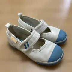 ムーンスター　上履き17cm ホワイト/ブルー