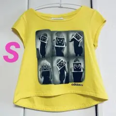 adidas Tシャツ イエロー プリントTシャツ Ｓ 黄色 アディダス 半袖
