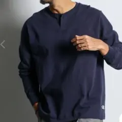 ダファーヘンリーネックフットボールカットソーＬネイビー2025AW