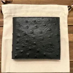 新品 イルビゾンテ ２つ折り財布 オーストリッチエンボスドレザー チャコール