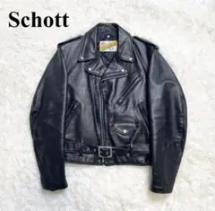 【美品】Schott レザー ライダースジャケット ダブル USA 黒 40
