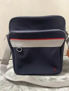 ネイビー ショルダーバッグ ストライプアクセント