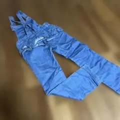 メゾピアノ バックフリルデニムサロペット120