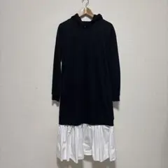 Birthday Bashロングパーカードッキングワンピース　ブラック×ホワイト