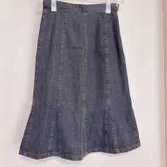 ダークデニム フレアスカート デニムスカート マーメイドスカート ブラック【M】