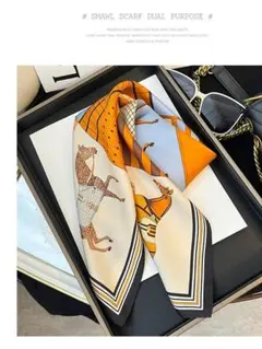 スカーフ 大判　おしゃれ シルク調 ストール 巻き 飾り　バッグ　きれいめ　通勤