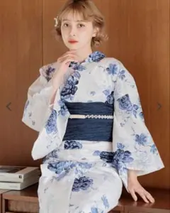 Dita ディータ 浴衣 そそぐ白藍花 浴衣＋兵児帯＋飾り紐3点セット