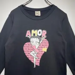 Betty Boop　ベティーブープ　ロンT　サイズL　デカロゴ　希少　古着