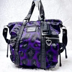 COACH Poppy Leopard 2Way Bag Purple
