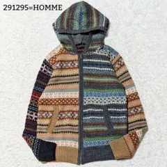美品◎291295＝HOMME フェアアイルニット パーカー ジップアップ Mのサムネイル