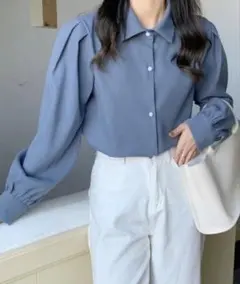Diosfront ブルー ボリュームスリーブ シャツ ABITOKYO