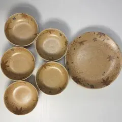 未使用 たち吉 もみじ柄 和食器揃 大皿1枚 小鉢4客 箱付のサムネイル