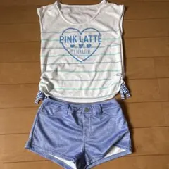 PINK-latte 140 水着カバーアップTシャツショートパンツ　2点セット