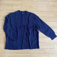 無印良品 強撚ショートカーディガン 7分袖 Mサイズ ネイビー