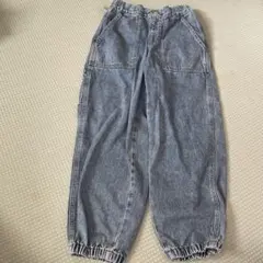 GUキッズ　デニムワイドワークジョガーパンツ