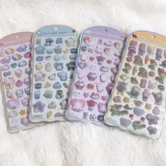 コットンパフィーシール　ハローキティ　はぴだんぶい　ベイマックス　ズートピア