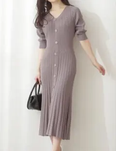 【新品未使用】プロポーションボディドレッシング フロントボタンニットワンピース