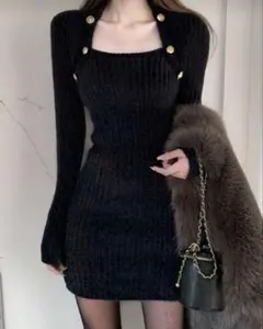 ワンピース　黒　SHEIN　ワンピース　ミニワンピ