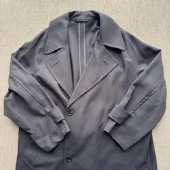 美品✨ダークグレー ロングコート ベルト付 トレンチ風 L相当 112cm