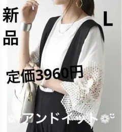 and it_（アンドイット） レーススリーブカットソー　ホワイト　Lのサムネイル