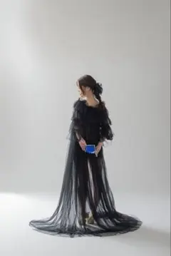 マタニティフォト用 チュールワンピース ブラックのサムネイル