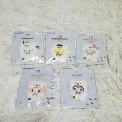 サンリオ ふわふわスノー パイルワッペン 5点セット シール