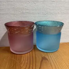 黒木国昭 グラスアート宮崎 ガラス工芸 金彩 グラス ピンク 箱付