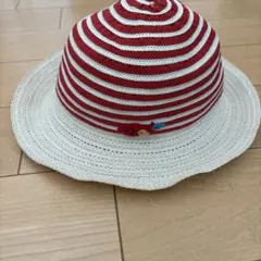 familiar 麦わら帽子 赤と白のストライプ 49