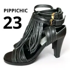 超美品 PIPPICHIC アンクルタッセルストラップ ブーティ本革36ブラック