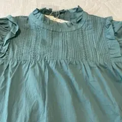ミントグリーン　コットンブラウス