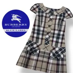 【バーバリー】ブルーレーベル ワンピース チュニック プリーツ チェック 美品