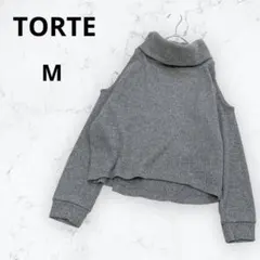 ＊トルテ＊オープンショルダー ニット セーター グレー M 肩あき ゆるだぼのサムネイル