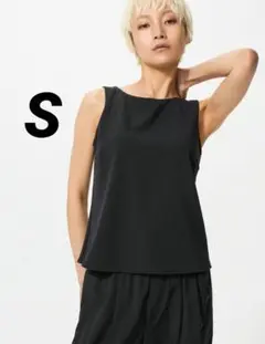 UNIQLO クレープジャージーボートネックブラトップ 黒 Sサイズのサムネイル