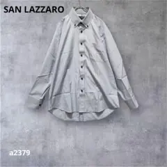 【サンラッザロ】 極美品！長袖シャツ ストライプ柄　ブルー M