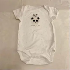 next パンダ　もこもこ　半袖ロンパース　80