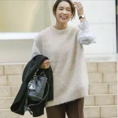 新品OHGA ラクーンニットベスト ベージュ