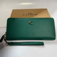 COACH コーチ 長財布 グリーン レザー C7184