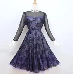 Y5418★美品【ユーナ】日本製★M★おまけ付♪黒/紫/セットアップ☆社交ダンス