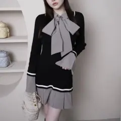 シャツドッキングプリーツワンピース