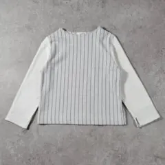 【美品】anyFAM エニィファム ストライプ切替 長袖ブラウス 2 M