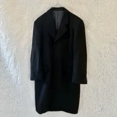 INTIMAGE メンズ チェスターコート ブラック シンプル カシミヤ100