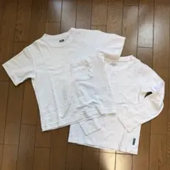 Tシャツ　キッズ　ホワイト 半袖&長袖2枚セット ユニクロ　しまむら　120cm