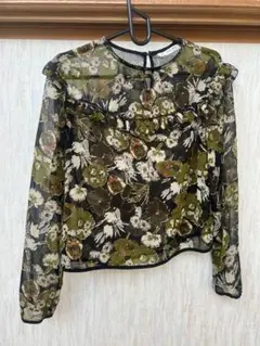 ZARA BASIC 花柄シースルーブラウス 長袖
