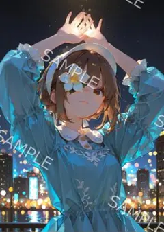A4ポスター AI美少女イラスト 帽子 ドレス 笑顔 口開け - メルカリ