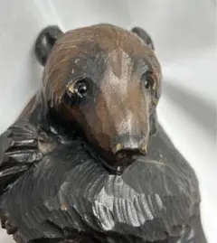 木製クマと魚の彫刻 大 堀井民芸 一刀彫 郷土玩具 農民美術 堀井廣治作 木彫り熊「鮭とり熊」