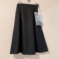 新品タグ付 ロペピクニック ベルト付フレアスカート 黒 L Aライン 洗える